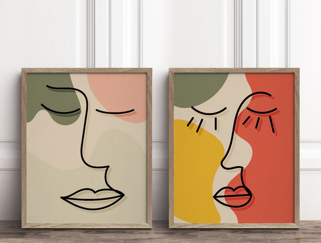 Face Abstract Wall Art, Modern Abstract Line Art, Boho Wall Decor, Face