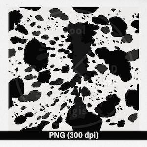 Cowhide Print  PNG Cow Print Digital Sublimate Download, Seamless Black and White Cowhide Digital Print PNG