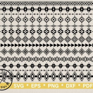 Aztec Border SVG Clipart for Cricut, Tribal Pattern SVG, Native Cut Files, Geometric Silhouette Template,Digital download Eps Png Dxf Pdf Ai