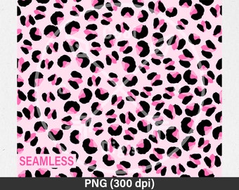 Pink Leopard Print, Seamless Cheetah Pattern (PNG Digital File)