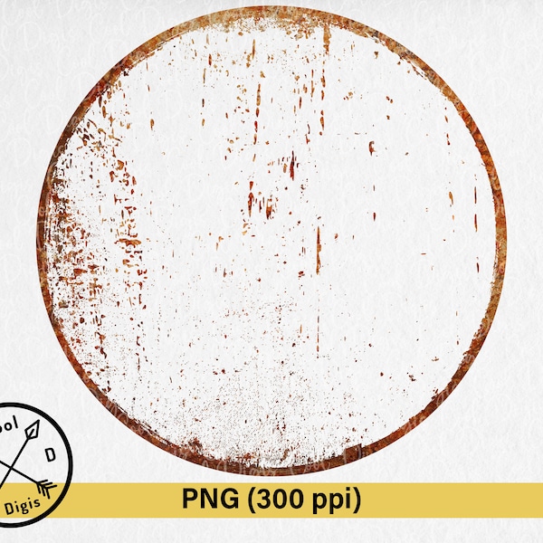 Rust Texture Frame PNG - Overlay Effect, Round Frame Grunge Light Brown Rusty Texture Digital Download, Scratched Effect Aged Texture PNG