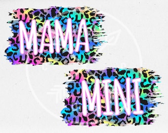 Mama and Mini Leopard Print PNG, Sublimation Design (Digital Download)