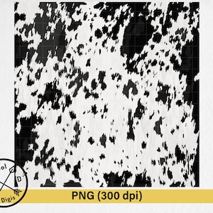 Cowhide Print  PNG Cow Print Digital Sublimate Download, Seamless Black and White Cowhide Digital Print PNG