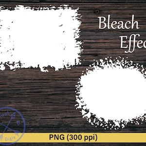 May include: Two white bleach effect overlays on a brown wood background. The overlays are in the shape of a rectangle and a circle. The text "Bleach Effect" is written in white on the wood background.