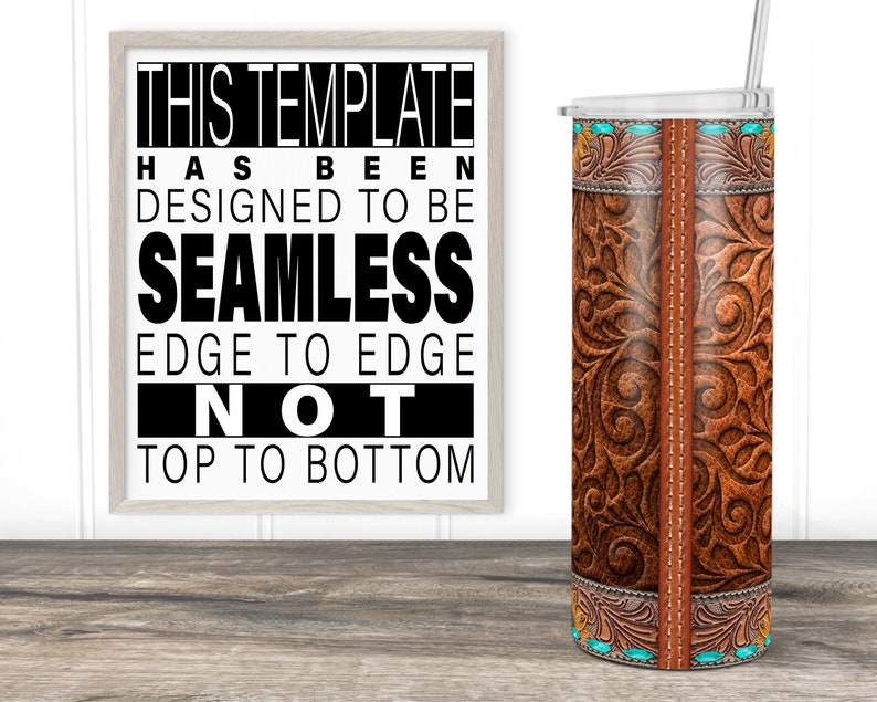 Tooled Leather Tumbler PNG 20oz Skinny Western Tumbler Wrap - Etsy