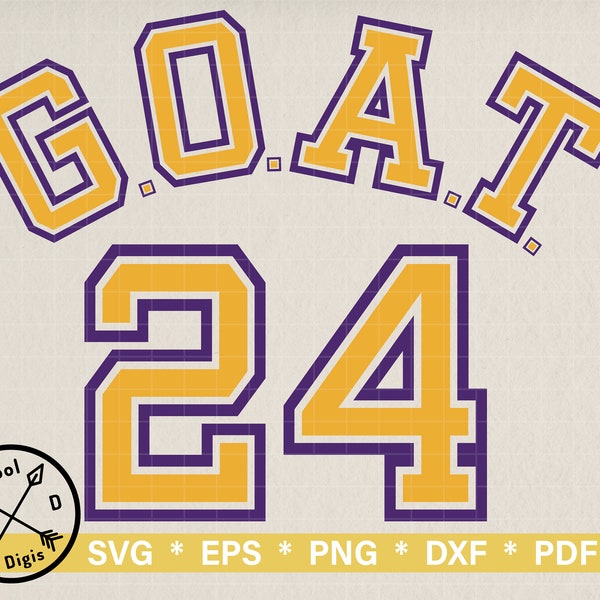 Greatest Of All Time SVG - GOAT 24 SVG, Files for Cricut Svg, Basketball Shirt svg, Cut File for T-shirt, Sports Design Digital download