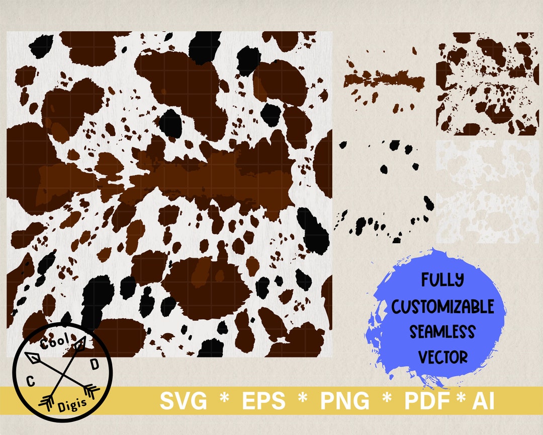 Cowhide SVG Template Cow Print Digital Sublimate Download, Seamless