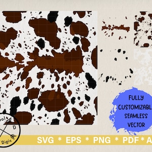 Cowhide SVG - Template Cow Print Digital Sublimate Download, Seamless Silhouette Cricut Cowhide PNG, Fully Customizable Cowhide Print SVG