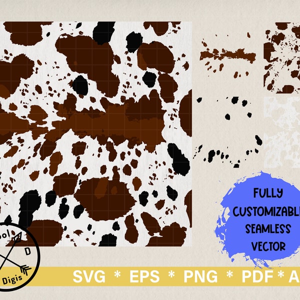 Cowhide SVG - Template Cow Print Digital Sublimate Download, Seamless Silhouette Cricut Cowhide PNG, Fully Customizable Cowhide Print SVG