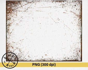 Rust Texture Frame PNG - Overlay Effect, Grunge Light Brown Rusty Texture Digital Download, Scratched Effect Aged Texture PNG