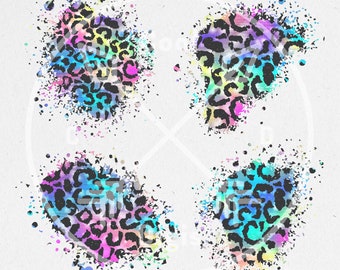 Colorful Leopard Print Patches, Distressed PNG Sublimation (Digital Download)