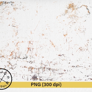 May include: A white background with a distressed, worn, and faded texture. The background has a subtle orange and brown color throughout.