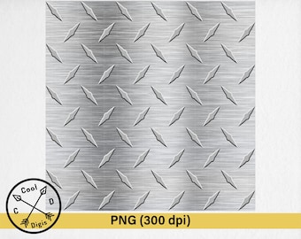 Diamond Plate Seamless Pattern – Stainless Steel PNG (Digital Download)