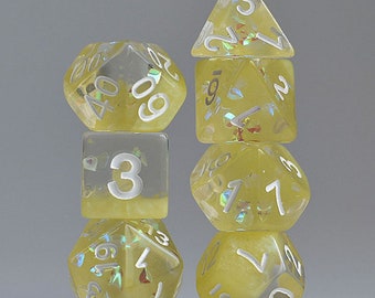 Yellow Dragon Tears Dice- Polyhedral DnD Dice, Perfect for TTRPG