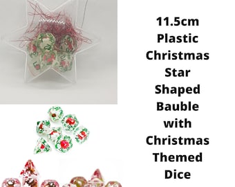 Dice Filled 11.5cm Star Shaped Christmas Bauble - Perfect for RPG, DnD