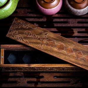 Engraved Black Walnut Wooden Dice Box - Perfect for Dungeons and Dragons, TTRPG