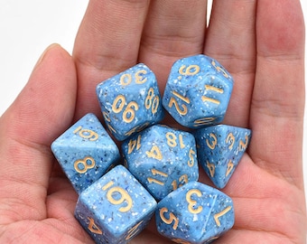 Speckled Blue Dice- Polyhedral DnD Dice, Perfect for TTRPG