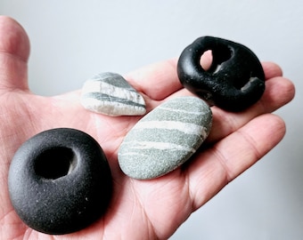 Magical Set of Two Hag Stones and Wishing Stones - For Protection, Healing, and Manifesting Your Dreams - 4 Magic stones from Ireland