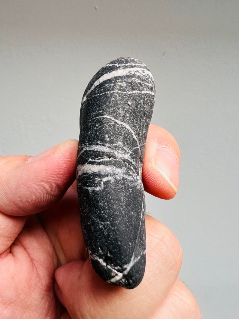 A Rare Black Celtic Wishing Stone With A Big White Circle On Stone Inside/Rare Stone/Natural Striped Rock/Spiritual Gift/Wishing Stone-75 image 5