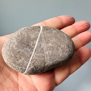 A Rare Celtic Wishing Stone With A Big White Circles On Stone Inside/Rare Stone/Natural Striped Rock/Spiritual Gift/Wishing Stone-111/150g
