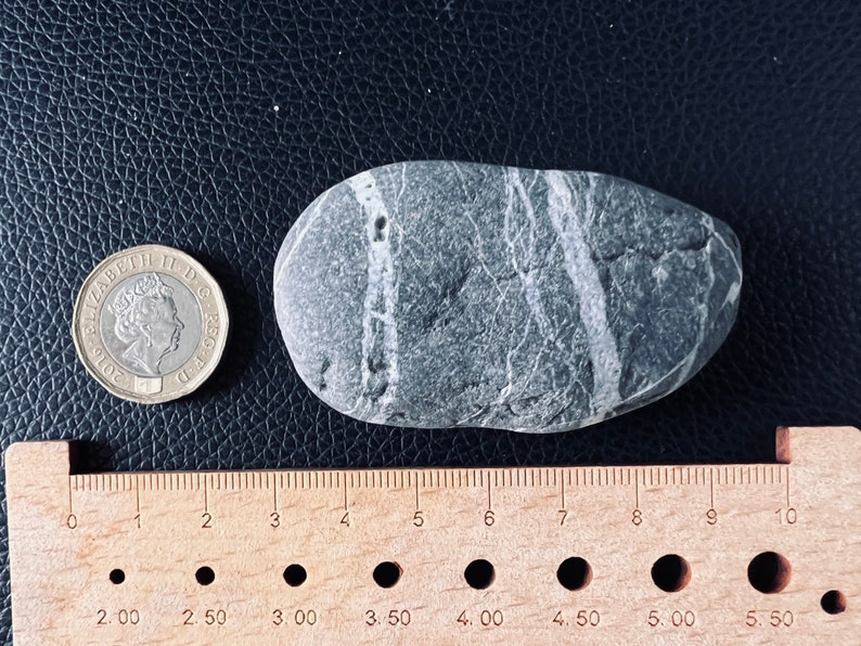 A Rare Black Celtic Wishing Stone With A Big White Circle On Stone Inside/Rare Stone/Natural Striped Rock/Spiritual Gift/Wishing Stone-75 image 8