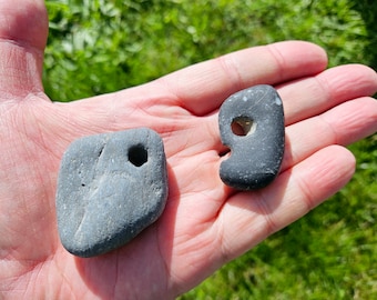 2 Magic Celtic Hag Stones From Ireland & Scotland - Random Celtic Lucky Stone, Irish Hag Stone Amulet, Odin Stone,Pagan,Protection