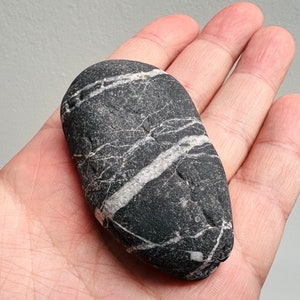 A Rare Black Celtic Wishing Stone With A Big White Circle On Stone Inside/Rare Stone/Natural Striped Rock/Spiritual Gift/Wishing Stone-75 image 6