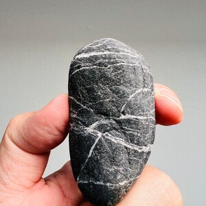 A Rare Black Celtic Wishing Stone With A Big White Circle On Stone Inside/Rare Stone/Natural Striped Rock/Spiritual Gift/Wishing Stone-75 image 2