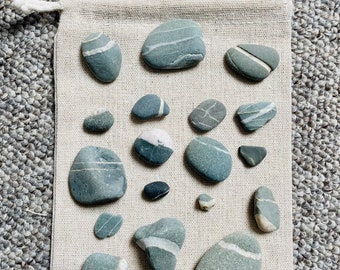 Set of 18 pieces Green Irish Wishing Stones From Ireland - Irish Sea Stones, Beach Stones, Meditation Stone, Zen Stone