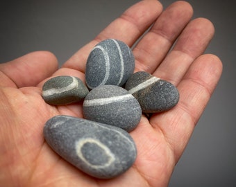 5 Unique Grey Wishing Stones - Irish Wishing Stones,  Lucky Stone, Lucky stone Amulet, Natural Stripped Pebbles, Rare pebbles, Wish Stone
