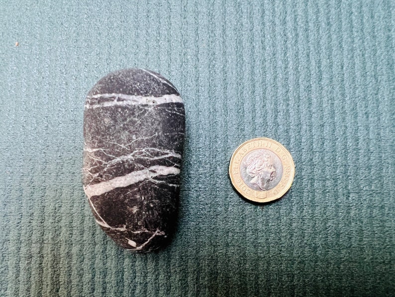 A Rare Black Celtic Wishing Stone With A Big White Circle On Stone Inside/Rare Stone/Natural Striped Rock/Spiritual Gift/Wishing Stone-75 image 7