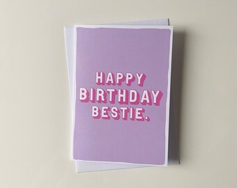 Happy Birthday Bestie A6 Card | Birthday Card, Happy Birthday, Funny Card, Gift, Card for Friend, Best Friend, Bestie, Gift for Friend
