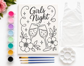 Girls Night Paint Kit – DIY Canvas Art Set | Creative Craft Activity Gift