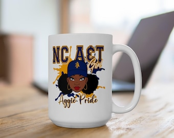 Taza de cerámica NC A&T Aggie Pride, regalo para exalumnos de HBCU (11 oz, 15 oz)