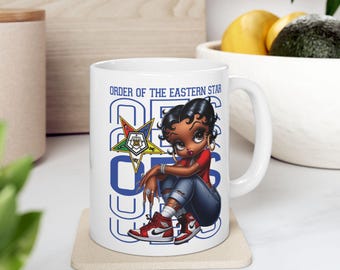 Caneca de cerâmica OES Ordem da Estrela do Oriente Sneakerhead Betty Boop (325ml, 445ml) - Ideal para presentear no Natal