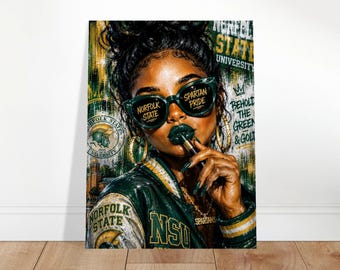 Norfolk State Black Girl Wall Art Print | Spartan Pride HBCU Dorm Decor
