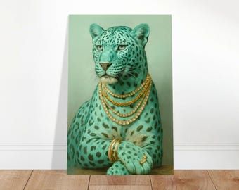 Emerald Authority | Teal Luxury Leopard Art Print