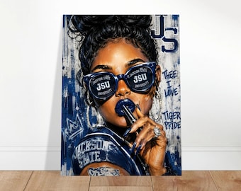 Jackson State Black Girl Wall Art Print | JSU Tiger Pride HBCU Dorm Decor