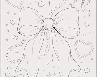 Coquette Bow Paint Kit for Teens & Adults | Pre-Drawn Canvas | DIY Art | Bow Party Activity
