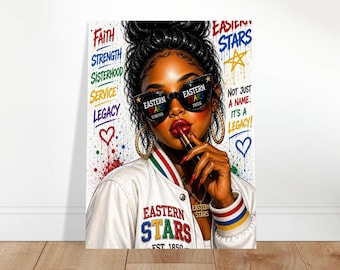 Eastern Star Inspired Black Girl Wall Art Print | Faith, Sisterhood & Legacy Poster