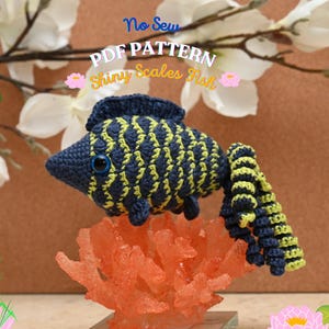Shiny Scale Fish No Sew Crochet Pattern, Shell Scale Fish crochet pattern, No Sew Amigurumi Crochet Patterns, Crochet Pattern