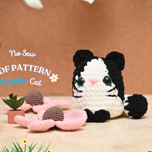 Tuxedo Snuggy Cat Crochet Pattern No Sew, No Sew Amigurumi Crochet Patterns, Crochet Cat Plushie, Cat Amigurumi Pattern, Loaf Cat Amigurumi