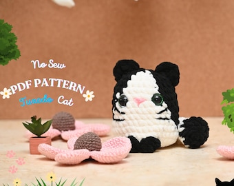 Tuxedo Cat Häkelanleitung: No Sew Amigurumi (PDF-Muster)