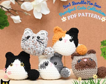 Paquete de patrones de ganchillo Chonky Cat – Amigurumi principiante (Patrón digital PDF)
