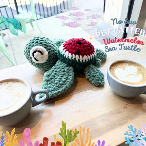Watermelon Turtle Crochet Pattern, Easy Amigurumi  Pattern, Sea Turtle For Beginners, Fruit Turtle, No sew crochet