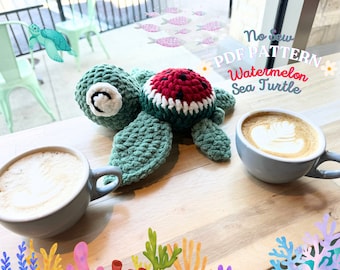 Watermelon Turtle Crochet Pattern: Easy No-Sew Amigurumi (PDF Pattern)