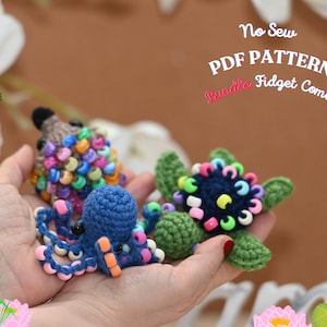 3-in-1 NO SEW Fidget Crochet Pattern Bundle | Beaded Sensory Amigurumi Pack | Market Prep Keychain Patterns | Beginner Stress Relief Toy PDF