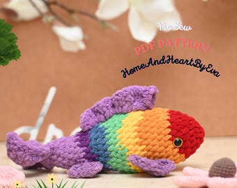 Schema per realizzare un pesce koi arcobaleno all'uncinetto: amigurumi senza cuciture (schema in PDF)