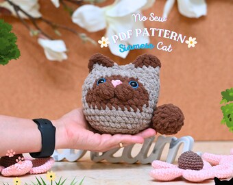 Siamkatze Häkelanleitung: No Sew Amigurumi Plushie (PDF Pattern)