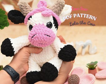 Low Sew Lola the Baby Cow Crochet Pattern: Amigurumi Plushie (PDF Pattern)